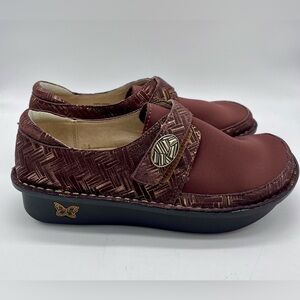 Alegria Dena Dream Fit Leather/Neoprene Choco Color Slip On Shoes Sz 37